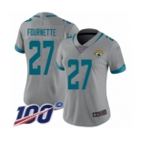 Women's Jacksonville Jaguars #27 Leonard Fournette Silver Inverted Legend Limited 100th Season Football Jersey