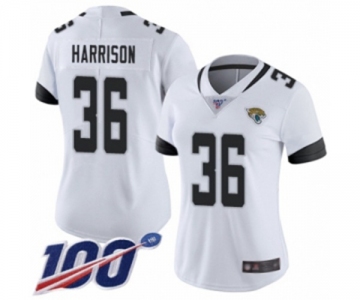 Women's Jacksonville Jaguars #36 Ronnie Harrison White Vapor Untouchable Limited Player 100th Season Football Jersey