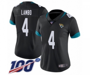 Women's Jacksonville Jaguars #4 Josh Lambo Black Team Color Vapor Untouchable Limited Player 100th Season Football Jersey