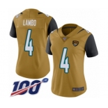 Women's Jacksonville Jaguars #4 Josh Lambo Limited Gold Rush Vapor Untouchable 100th Season Football Jersey