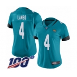 Women's Jacksonville Jaguars #4 Josh Lambo Teal Green Alternate Vapor Untouchable Limited Player 100th Season Football Jersey