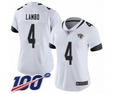 Women's Jacksonville Jaguars #4 Josh Lambo White Vapor Untouchable Limited Player 100th Season Football Jersey