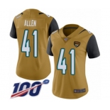 Women's Jacksonville Jaguars #41 Josh Allen Limited Gold Rush Vapor Untouchable 100th Season Football Jersey