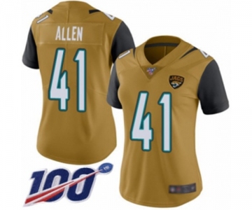 Women's Jacksonville Jaguars #41 Josh Allen Limited Gold Rush Vapor Untouchable 100th Season Football Jersey