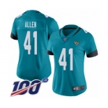 Women's Jacksonville Jaguars #41 Josh Allen Teal Green Alternate Vapor Untouchable Limited Player 100th Season Football Jersey