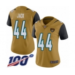 Women's Jacksonville Jaguars #44 Myles Jack Limited Gold Rush Vapor Untouchable 100th Season Football Jersey