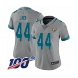 Women's Jacksonville Jaguars #44 Myles Jack Silver Inverted Legend Limited 100th Season Football Jersey