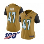 Women's Jacksonville Jaguars #47 Jake Ryan Limited Gold Rush Vapor Untouchable 100th Season Football Jersey