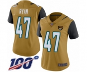 Women's Jacksonville Jaguars #47 Jake Ryan Limited Gold Rush Vapor Untouchable 100th Season Football Jersey