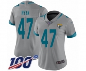 Women's Jacksonville Jaguars #47 Jake Ryan Silver Inverted Legend Limited 100th Season Football Jersey