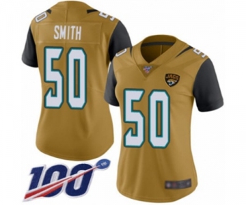 Women's Jacksonville Jaguars #50 Telvin Smith Limited Gold Rush Vapor Untouchable 100th Season Football Jersey