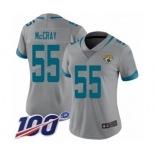 Women's Jacksonville Jaguars #55 Lerentee McCray Silver Inverted Legend Limited 100th Season Football Jersey