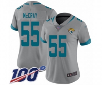 Women's Jacksonville Jaguars #55 Lerentee McCray Silver Inverted Legend Limited 100th Season Football Jersey