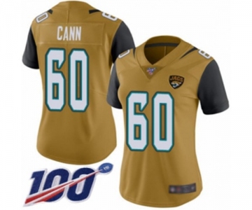 Women's Jacksonville Jaguars #60 A. J. Cann Limited Gold Rush Vapor Untouchable 100th Season Football Jersey