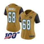 Women's Jacksonville Jaguars #68 Andrew Norwell Limited Gold Rush Vapor Untouchable 100th Season Football Jersey