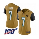 Women's Jacksonville Jaguars #7 Nick Foles Limited Gold Rush Vapor Untouchable 100th Season Football Jersey