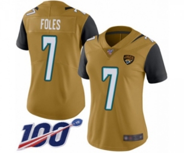 Women's Jacksonville Jaguars #7 Nick Foles Limited Gold Rush Vapor Untouchable 100th Season Football Jersey