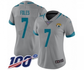 Women's Jacksonville Jaguars #7 Nick Foles Silver Inverted Legend Limited 100th Season Football Jersey