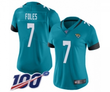 Women's Jacksonville Jaguars #7 Nick Foles Teal Green Alternate Vapor Untouchable Limited Player 100th Season Football Jersey