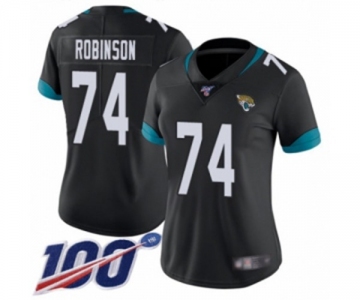 Women's Jacksonville Jaguars #74 Cam Robinson Black Team Color Vapor Untouchable Limited Player 100th Season Football Jersey