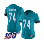 Women's Jacksonville Jaguars #74 Cam Robinson Teal Green Alternate Vapor Untouchable Limited Player 100th Season Football Jersey