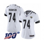 Women's Jacksonville Jaguars #74 Cam Robinson White Vapor Untouchable Limited Player 100th Season Football Jersey