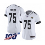 Women's Jacksonville Jaguars #75 Jawaan Taylor White Vapor Untouchable Limited Player 100th Season Football Jersey