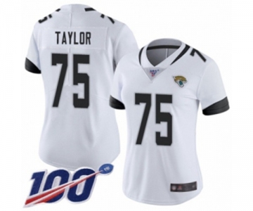 Women's Jacksonville Jaguars #75 Jawaan Taylor White Vapor Untouchable Limited Player 100th Season Football Jersey