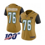 Women's Jacksonville Jaguars #76 Will Richardson Limited Gold Rush Vapor Untouchable 100th Season Football Jersey