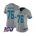 Women's Jacksonville Jaguars #76 Will Richardson Silver Inverted Legend Limited 100th Season Football Jersey