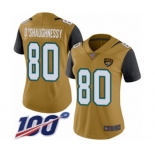 Women's Jacksonville Jaguars #80 James O'Shaughnessy Limited Gold Rush Vapor Untouchable 100th Season Football Jersey