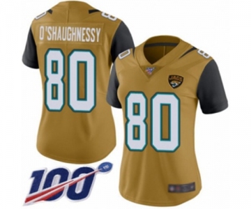 Women's Jacksonville Jaguars #80 James O'Shaughnessy Limited Gold Rush Vapor Untouchable 100th Season Football Jersey