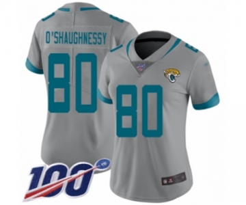 Women's Jacksonville Jaguars #80 James O'Shaughnessy Silver Inverted Legend Limited 100th Season Football Jersey