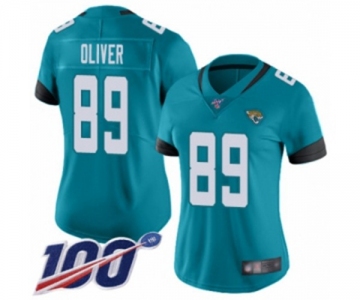 Women's Jacksonville Jaguars #89 Josh Oliver Teal Green Alternate Vapor Untouchable Limited Player 100th Season Football Jersey