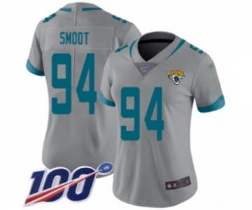 Women's Jacksonville Jaguars #94 Dawuane Smoot Silver Inverted Legend Limited 100th Season Football Jersey