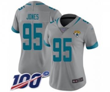 Women's Jacksonville Jaguars #95 Abry Jones Silver Inverted Legend Limited 100th Season Football Jersey