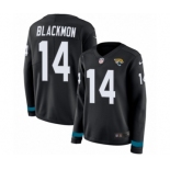 Women's Nike Jacksonville Jaguars #14 Justin Blackmon Limited Black Therma Long Sleeve NFL Jersey