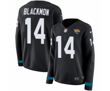 Women's Nike Jacksonville Jaguars #14 Justin Blackmon Limited Black Therma Long Sleeve NFL Jersey