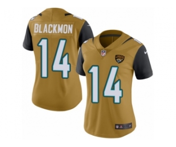 Women's Nike Jacksonville Jaguars #14 Justin Blackmon Limited Gold Rush NFL Jersey