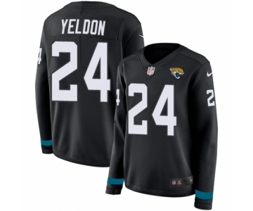 Women's Nike Jacksonville Jaguars #24 T.J. Yeldon Limited Black Therma Long Sleeve NFL Jersey