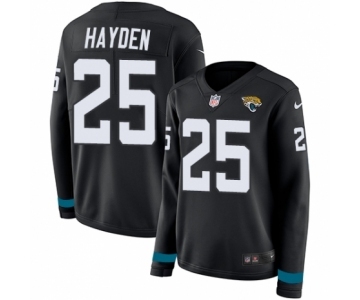 Women's Nike Jacksonville Jaguars #25 D.J. Hayden Limited Black Therma Long Sleeve NFL Jersey