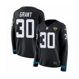 Women's Nike Jacksonville Jaguars #30 Corey Grant Limited Black Therma Long Sleeve NFL Jersey