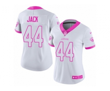 Women's Nike Jacksonville Jaguars #44 Myles Jack Limited White Pink Rush Fashion NFL Jersey