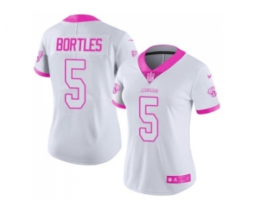 Women's Nike Jacksonville Jaguars #5 Blake Bortles White Pink Stitched NFL Limited Rush Fashion Jersey