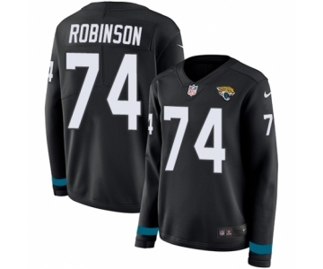 Women's Nike Jacksonville Jaguars #74 Cam Robinson Limited Black Therma Long Sleeve NFL Jersey