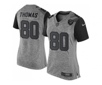 Women's Nike Jacksonville Jaguars #80 Julius Thomas Gray Stitched NFL Limited Gridiron Gray Jersey