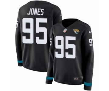 Women's Nike Jacksonville Jaguars #95 Abry Jones Limited Black Therma Long Sleeve NFL Jersey