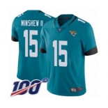 Youth Jacksonville Jaguars #15 Gardner Minshew II Teal Green Alternate Vapor Untouchable Limited Player 100th Season Football Jersey