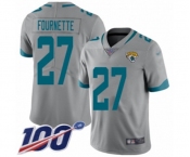 Youth Jacksonville Jaguars #27 Leonard Fournette Silver Inverted Legend Limited 100th Season Football Jersey