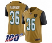 Youth Jacksonville Jaguars #36 Ronnie Harrison Limited Gold Rush Vapor Untouchable 100th Season Football Jersey